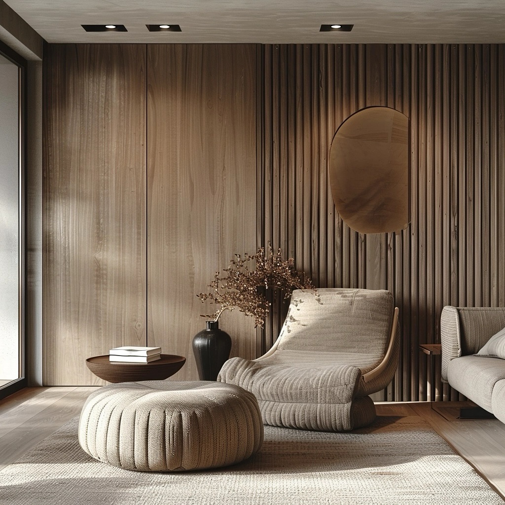 gracious Wood paneling with louver design